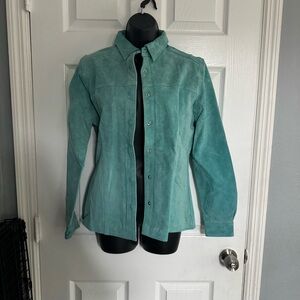 Vintage Styleworks Teal Leather Suede Jacket -size 6